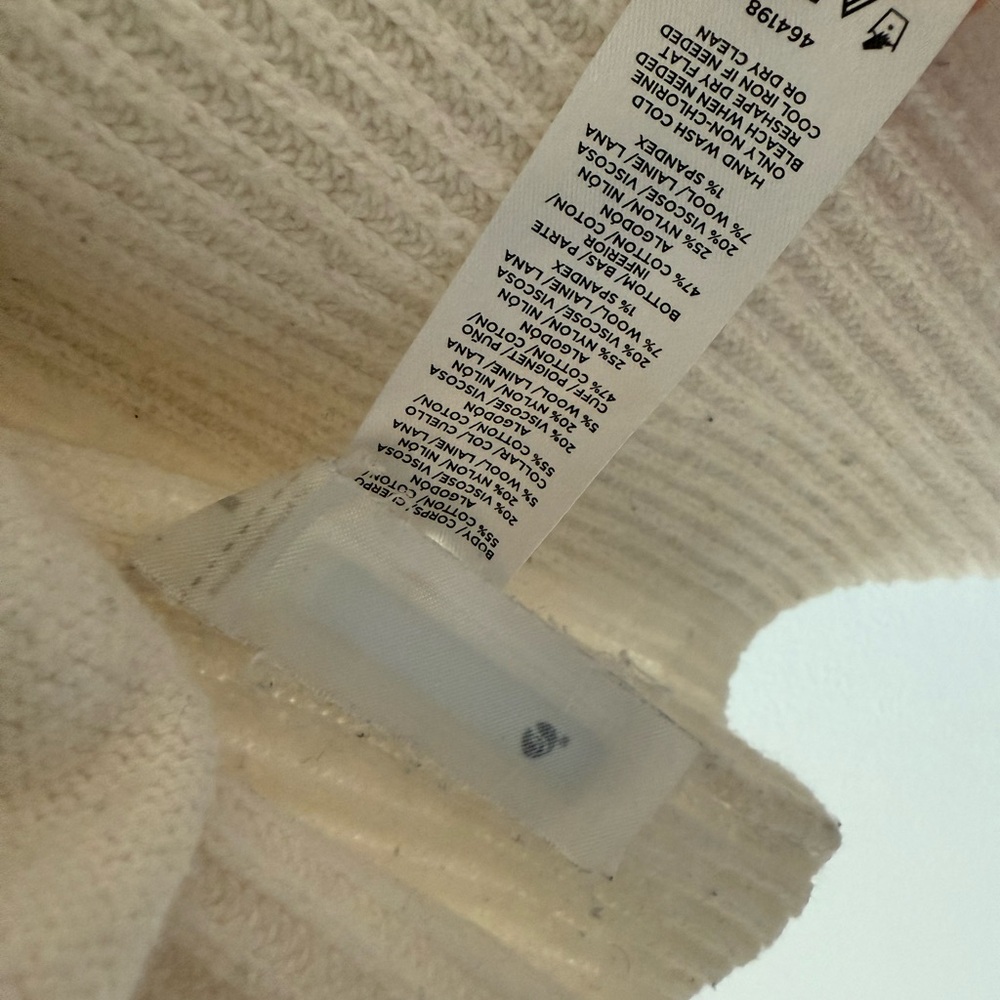 LOFT Cream Open-Front Ribbed Cardigan - Picture 3 of 4
